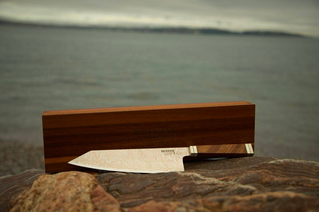 53 Layers Copper Damascus Steel 8" Bunka Knife with Wooden Box