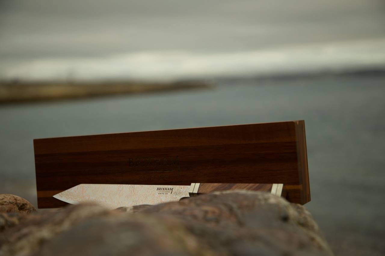 53 Layers Copper Damascus Steel 8" Bunka Knife with Wooden Box